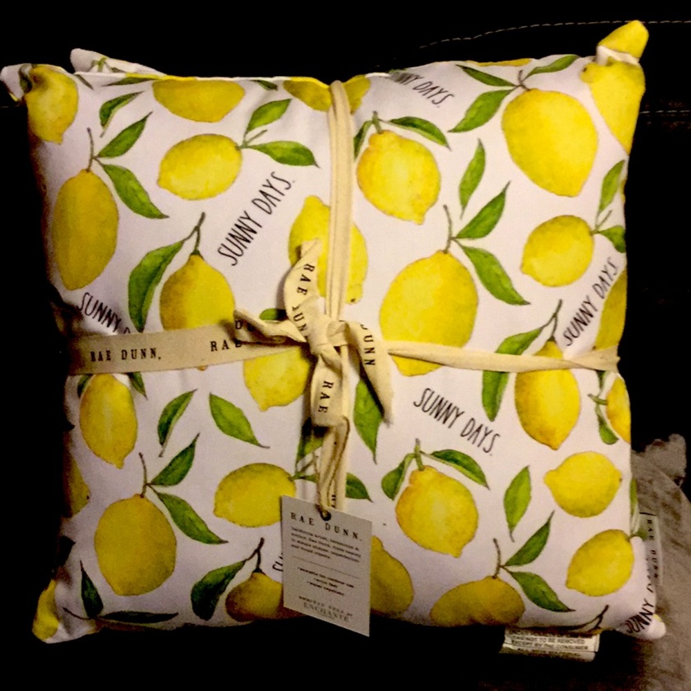 Two Rae Dunn SUNNY DAYS Lemon Pillows 🍋☀️